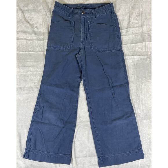 Patagonia Women 0 Organic Cotton Slub Hiking Pants GORPcore Blue Wide Leg 56615 - Picture 1 of 13